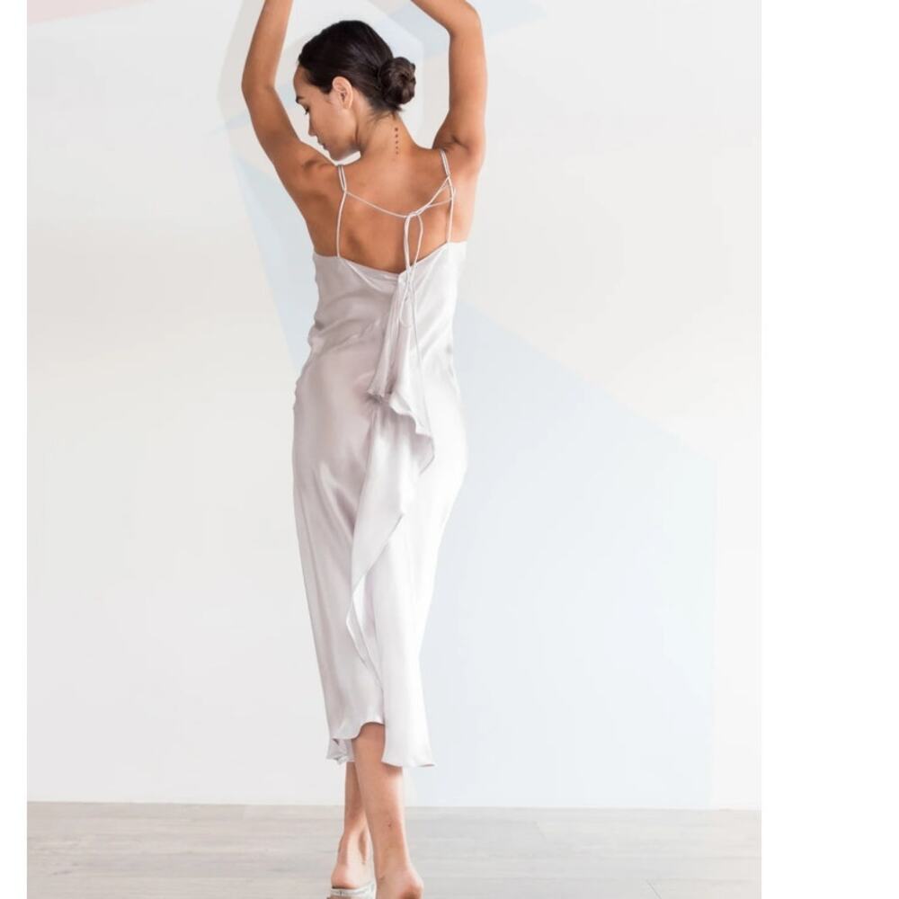 Retail: $460 Catherine gee salmon pink  100% silk long emma slip dress